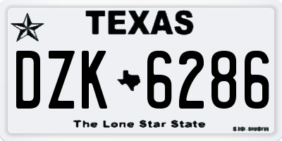 TX license plate DZK6286