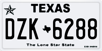 TX license plate DZK6288
