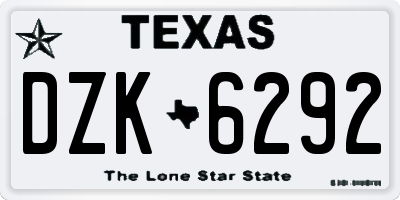 TX license plate DZK6292