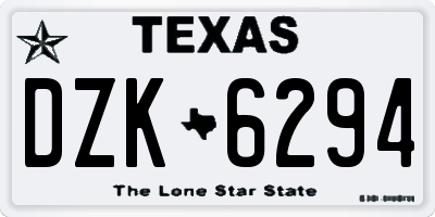 TX license plate DZK6294