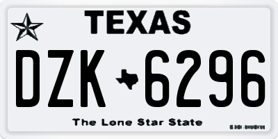 TX license plate DZK6296