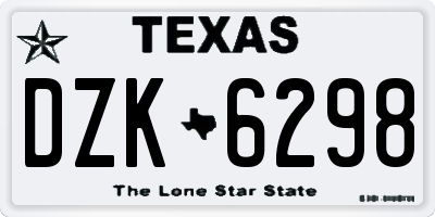 TX license plate DZK6298