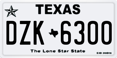 TX license plate DZK6300
