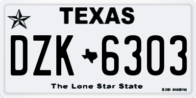 TX license plate DZK6303