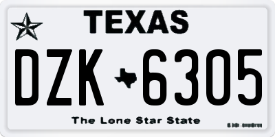 TX license plate DZK6305