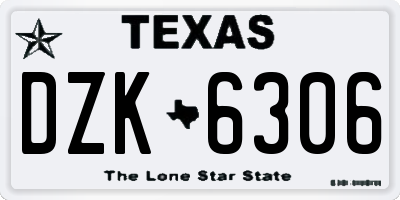 TX license plate DZK6306