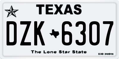TX license plate DZK6307