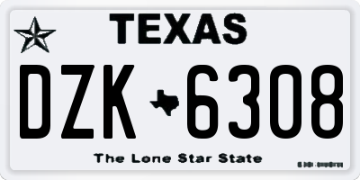 TX license plate DZK6308