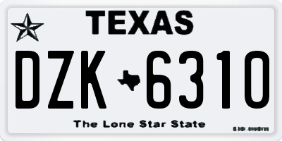 TX license plate DZK6310