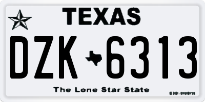 TX license plate DZK6313