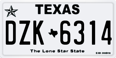 TX license plate DZK6314