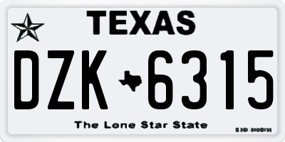 TX license plate DZK6315