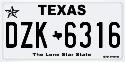 TX license plate DZK6316