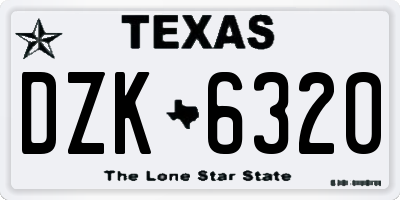 TX license plate DZK6320