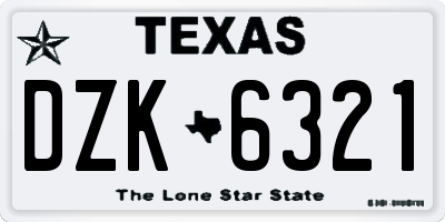 TX license plate DZK6321