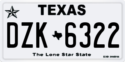TX license plate DZK6322