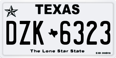 TX license plate DZK6323