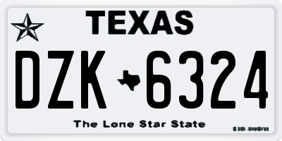 TX license plate DZK6324