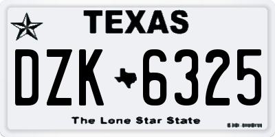 TX license plate DZK6325