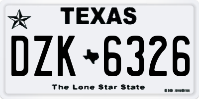 TX license plate DZK6326