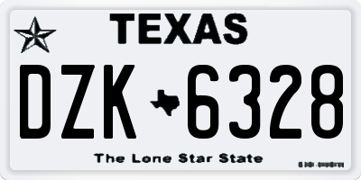 TX license plate DZK6328