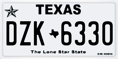 TX license plate DZK6330