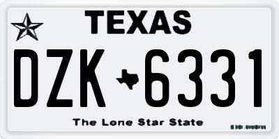 TX license plate DZK6331