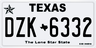 TX license plate DZK6332