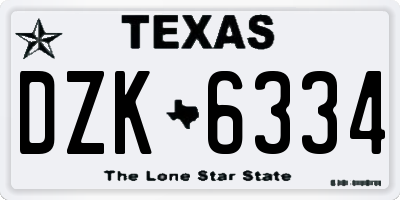 TX license plate DZK6334