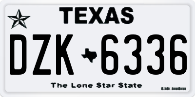 TX license plate DZK6336