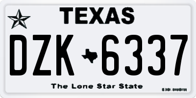 TX license plate DZK6337