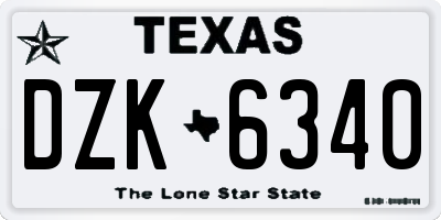 TX license plate DZK6340