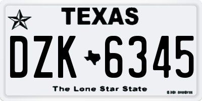 TX license plate DZK6345