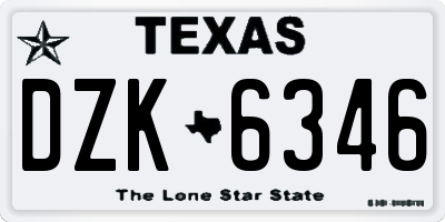 TX license plate DZK6346