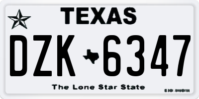 TX license plate DZK6347