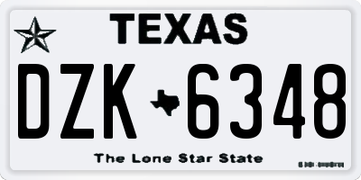 TX license plate DZK6348