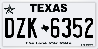 TX license plate DZK6352
