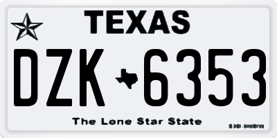 TX license plate DZK6353