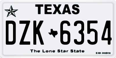 TX license plate DZK6354
