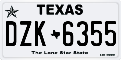 TX license plate DZK6355