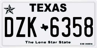 TX license plate DZK6358