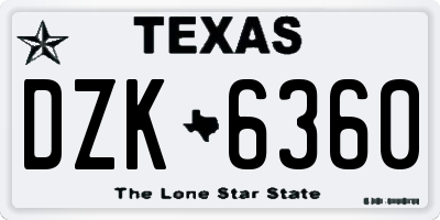TX license plate DZK6360