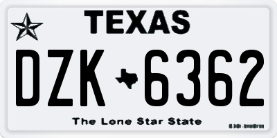 TX license plate DZK6362