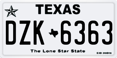 TX license plate DZK6363