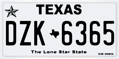 TX license plate DZK6365