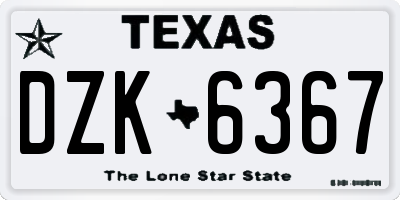TX license plate DZK6367