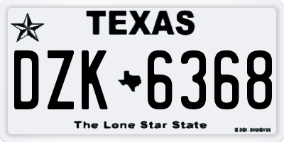 TX license plate DZK6368