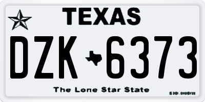 TX license plate DZK6373