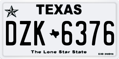 TX license plate DZK6376