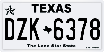 TX license plate DZK6378